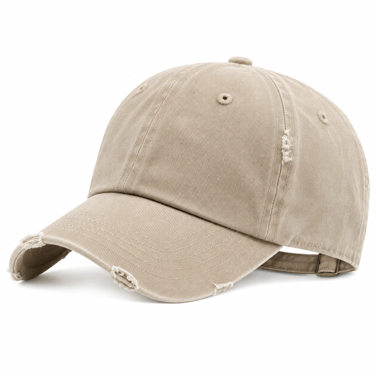 Basecap Einheitsgröße Baumwolle Beige im Used-Look mit verstellbarem Verschluss