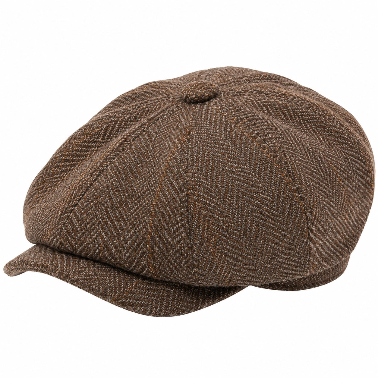 Schiebermütze Einheitsgröße braun Textil Fischgrätmuster klassischer Stil