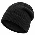 Strickmütze Einheitsgröße Schwarz mit Rippstrick Umschlag für Alltag