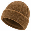 Beanie Mütze Einheitsgröße Braun Teddyfleece mit Umschlag